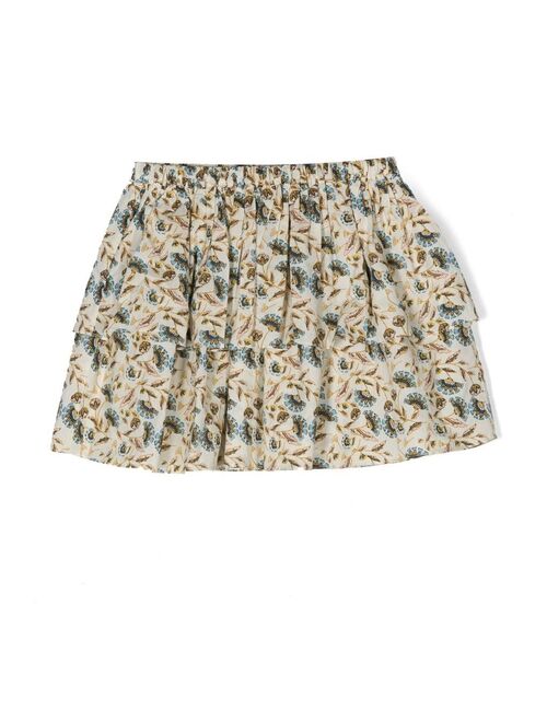 Bonpoint floral-print flared mini skirt