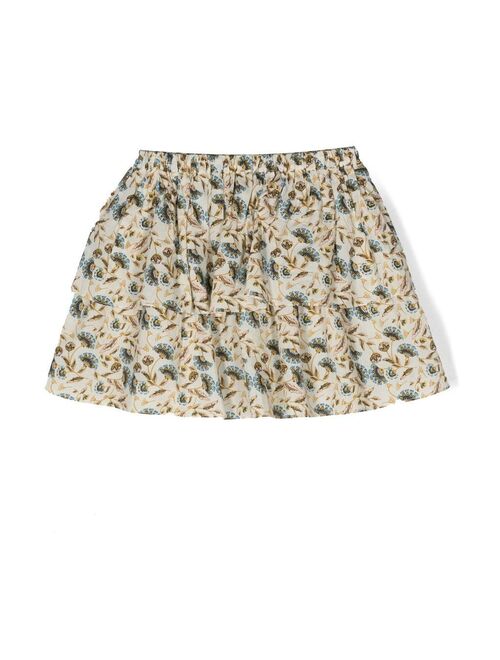 Bonpoint floral-print flared mini skirt