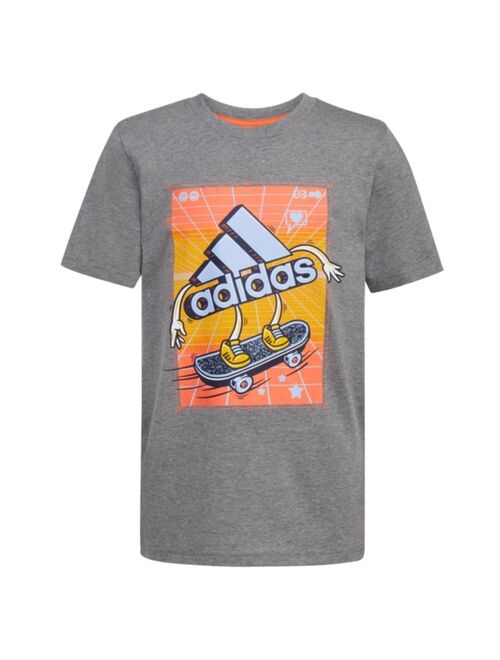 ADIDAS Big Boys Short Sleeve Skater Heather T-shirt