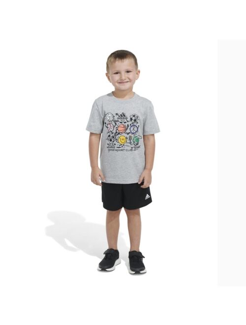 ADIDAS Little Boys Sport Buddies Heather Short Sleeve T-shirt