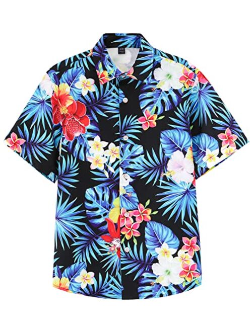 Haydendear Little & Big Boys Button Down Hawaiian Shirts Short Sleeve Tropical Aloha Dress Shirt Tops for Kids Toddlers 3-14T