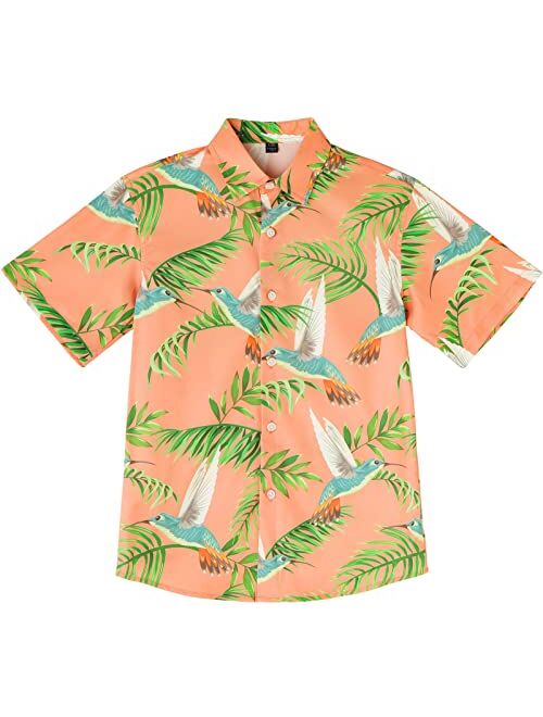 Haydendear Little & Big Boys Button Down Hawaiian Shirts Short Sleeve Tropical Aloha Dress Shirt Tops for Kids Toddlers 3-14T