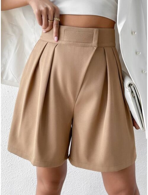 SHEIN Unity Fold Pleated Wide Leg Shorts