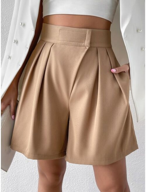 SHEIN Unity Fold Pleated Wide Leg Shorts