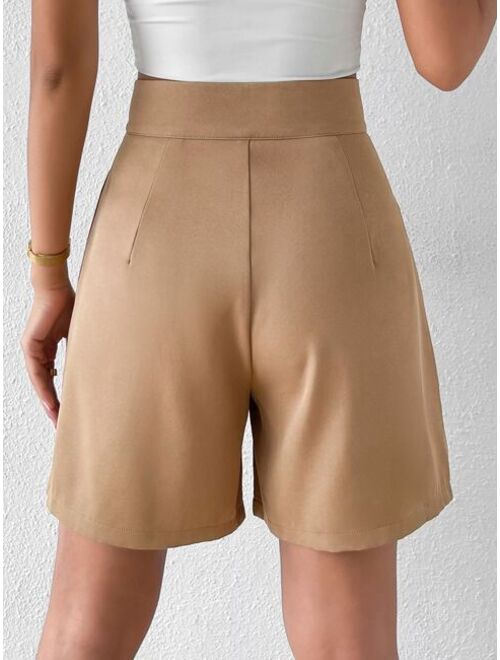 SHEIN Unity Fold Pleated Wide Leg Shorts