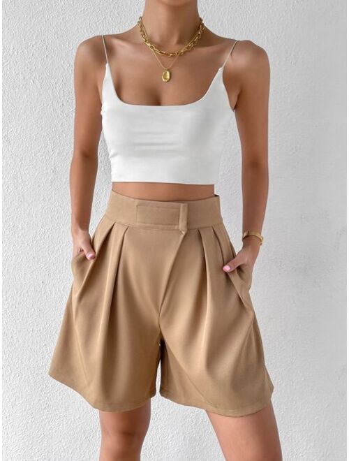 SHEIN Unity Fold Pleated Wide Leg Shorts