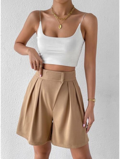 SHEIN Unity Fold Pleated Wide Leg Shorts