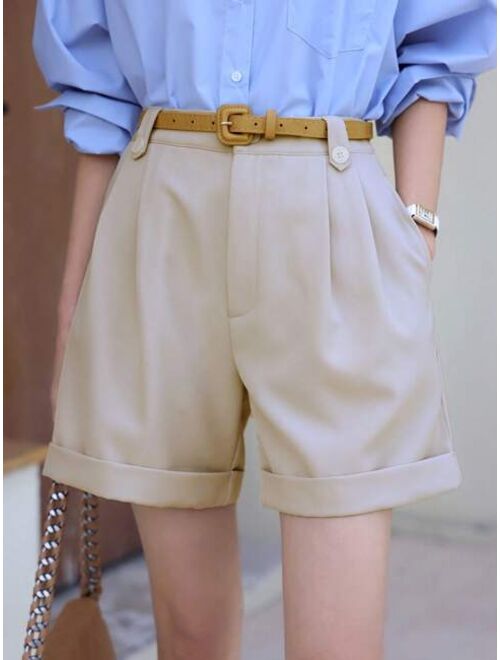 DAZY Plicated Detail Rolled Hem Shorts