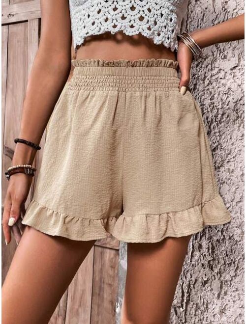 EMERY ROSE Paperbag Waist Ruffle Hem Shorts