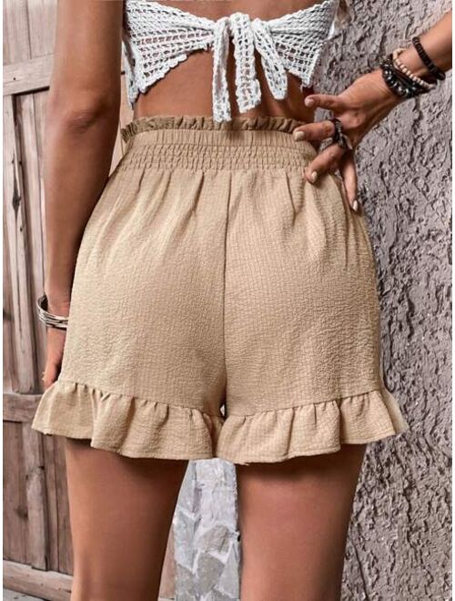 EMERY ROSE Paperbag Waist Ruffle Hem Shorts