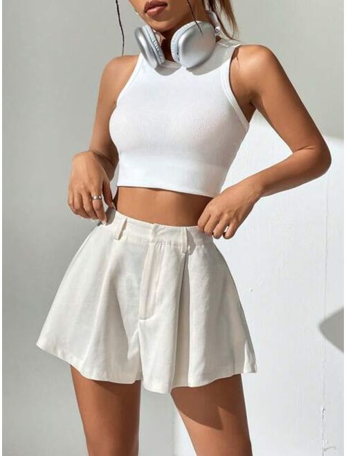 SHEIN EZwear Solid Wide Leg Shorts