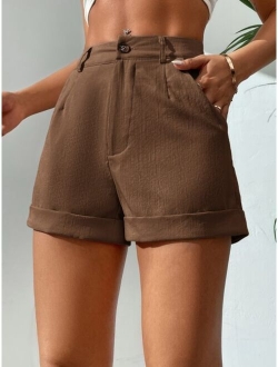 PETITE Slant Pocket Button Front Shorts