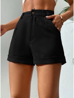 PETITE Slant Pocket Button Front Shorts