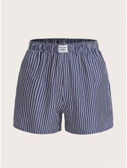 EZwear Striped Print Patch Detail Shorts