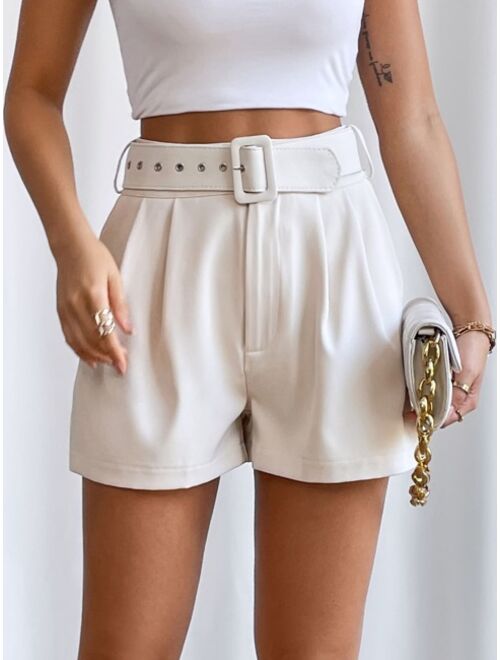 SHEIN Unity Fold Pleated Belted Wide Leg Shorts