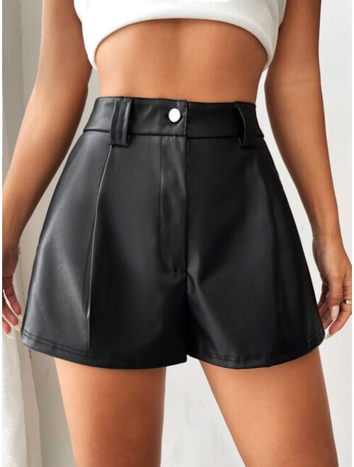 SHEIN EZwear High Waist PU Shorts