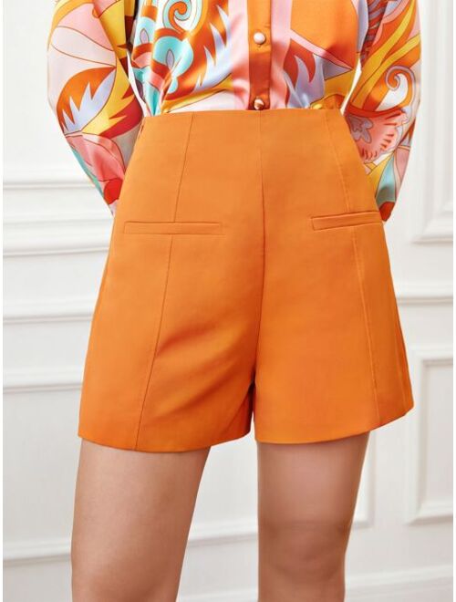 SHEIN BIZwear High Waist Zip Side Shorts