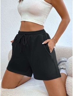 EZwear Drawstring Waist Slant Pocket Shorts