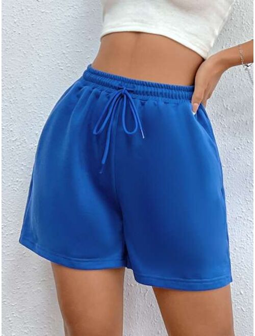 SHEIN EZwear Drawstring Waist Slant Pocket Shorts