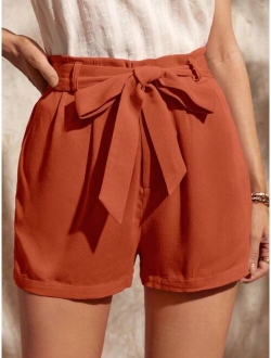 High Waist Belted Wide Leg Shorts