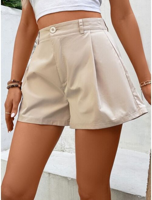 Solid Wide Leg Shorts Without Belt