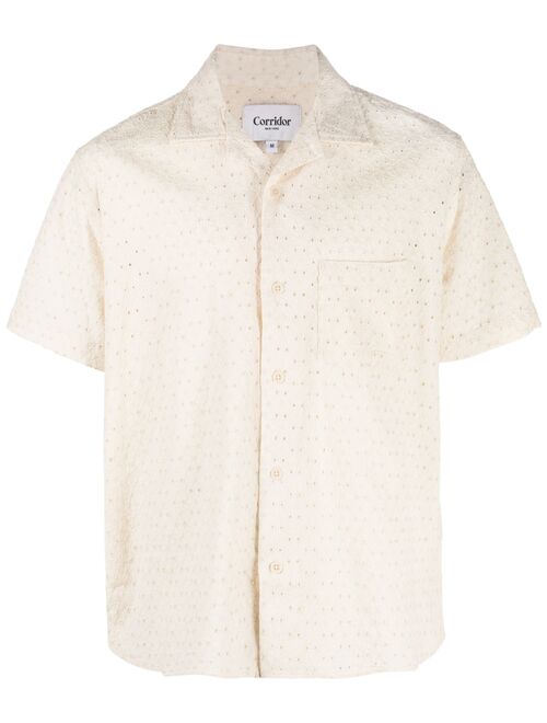 Corridor floral-embroidery short-sleeve shirt