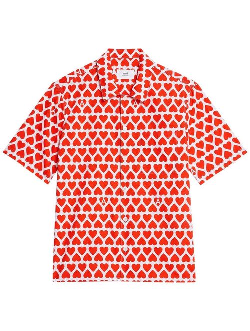 AMI Paris heart-print short-sleeve shirt