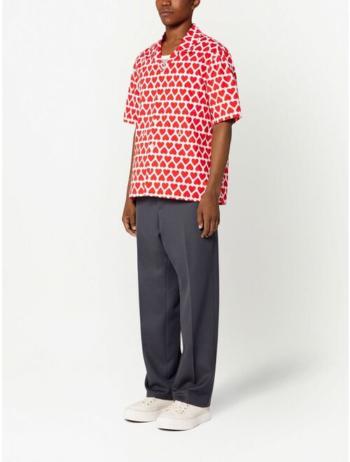 AMI Paris heart-print short-sleeve shirt