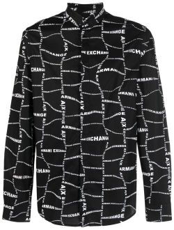 distorted logo-print shirt