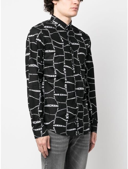 Armani Exchange distorted logo-print shirt