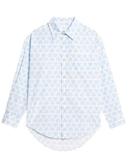 AMI Paris heart-print long-sleeve shirt