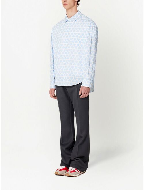 AMI Paris heart-print long-sleeve shirt