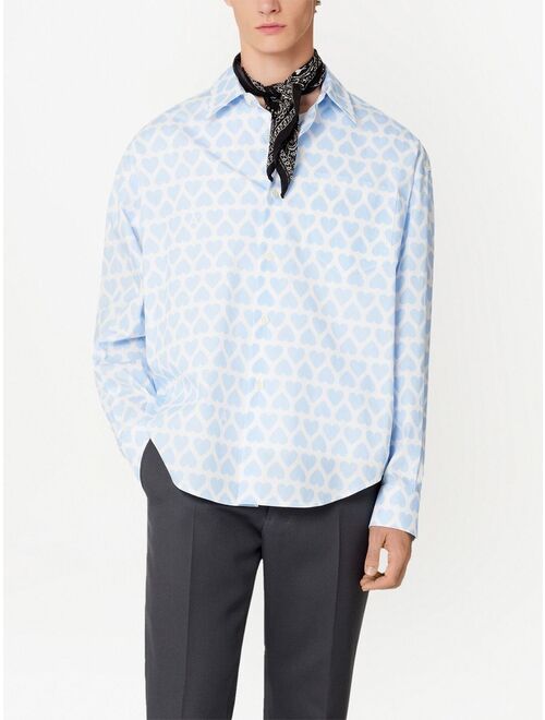 AMI Paris heart-print long-sleeve shirt