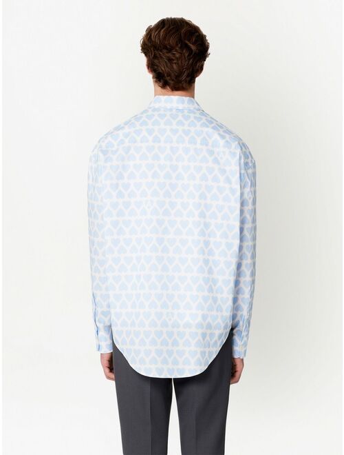 AMI Paris heart-print long-sleeve shirt