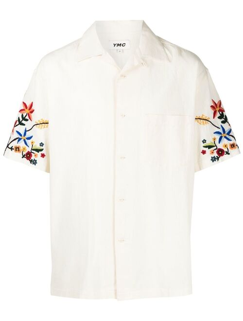 YMC Idris floral-embroidered shirt