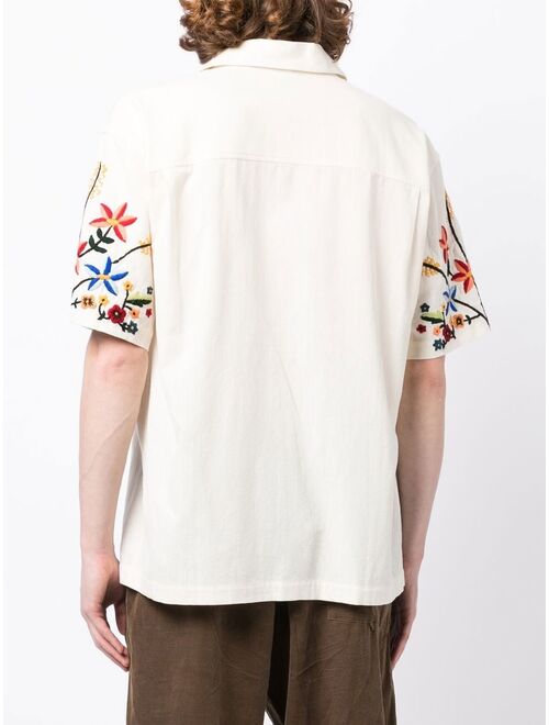 YMC Idris floral-embroidered shirt