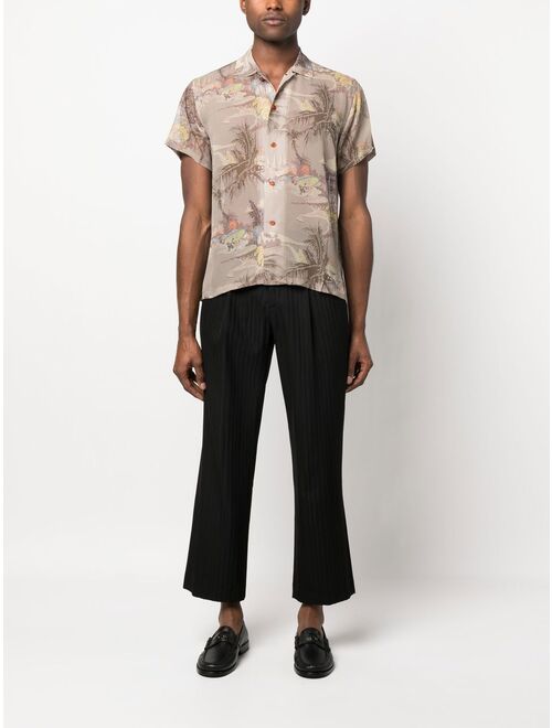 BODE Riviera-print silk short-sleeve shirt