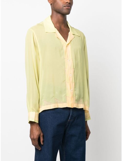 BODE geometric-panneled silk shirt