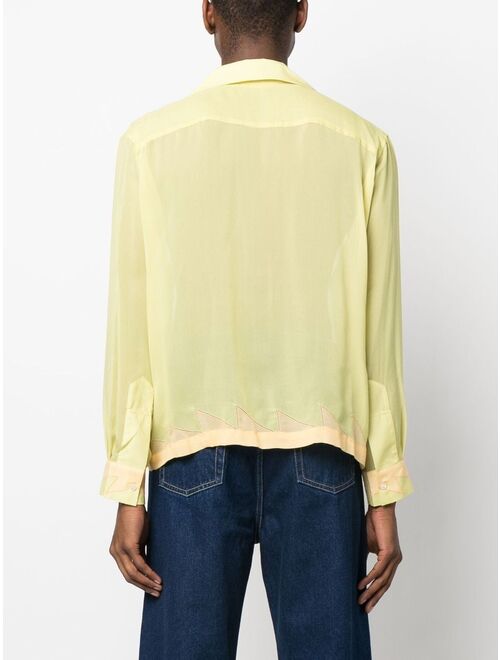 BODE geometric-panneled silk shirt