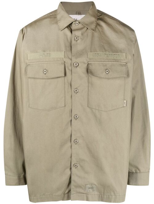 WTAPS Buds logo-patch poplin shirt