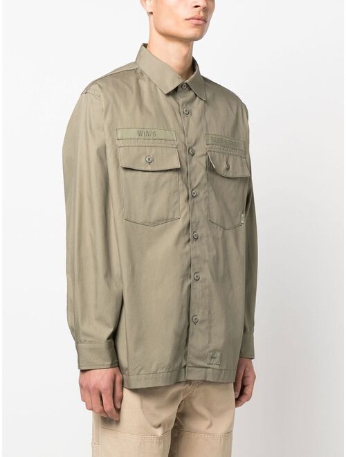 WTAPS Buds logo-patch poplin shirt