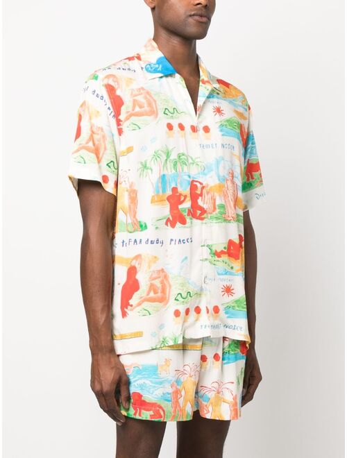 Endless Joy Far Away Places printed short-sleeve shirt