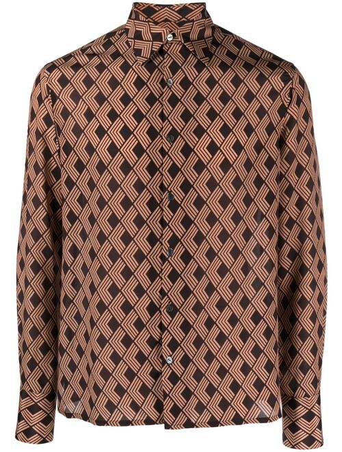 73 London geometric-diamond-print shirt