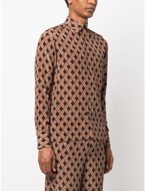 73 London geometric-diamond-print shirt