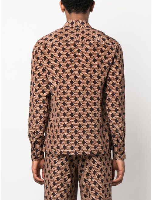 73 London geometric-diamond-print shirt