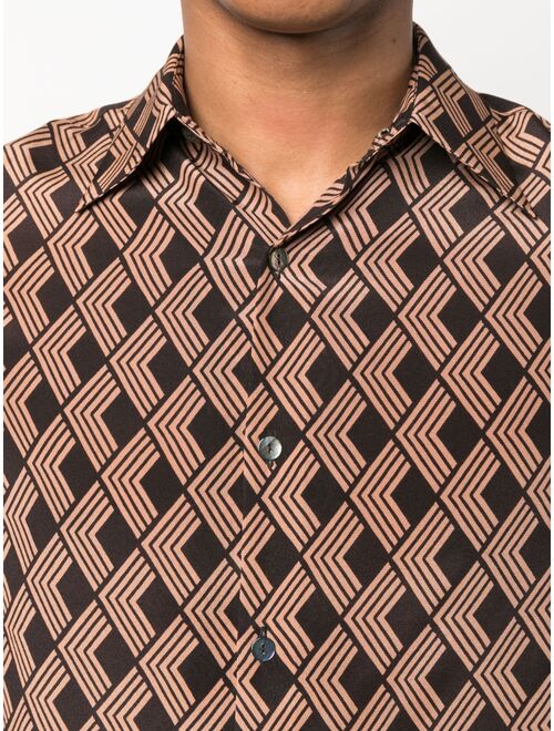 73 London geometric-diamond-print shirt