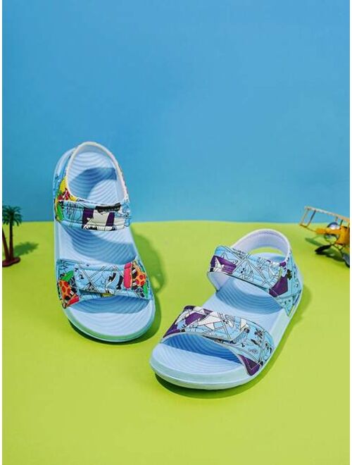 Do-mi-ku Shoes Boys Dinosaur Pattern Sports Sandals, Sporty Outdoor Sandals