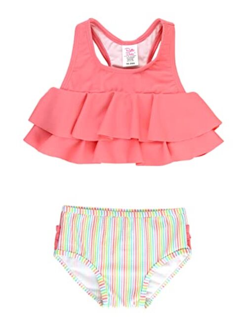 RuffleButts Baby/Toddler Girls Cropped 2-Piece Sleeveless Tankini Swimsuits with UPF50+ Sun Protection