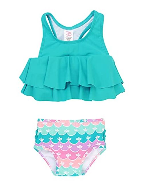 RuffleButts Baby/Toddler Girls Sleeveless 2-Piece Bikini Swimsuit Set with UPF50+ Sun Protection