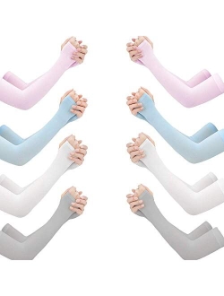 ZeeDix 8 Pairs Sun Long Sleeves UV Protection Cooling Arm Sleeves-Thumb Hole Sun Sleeves Cover for Running, Cycling, Biking